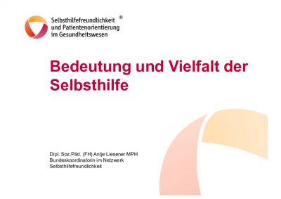 Selbsthilfetag 2 - Präsentation Antje Liesener - Bedeutung und Vielfalt der Selbsthilfe