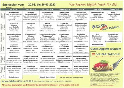 Speiseplan 20.03. – 26.03.2023