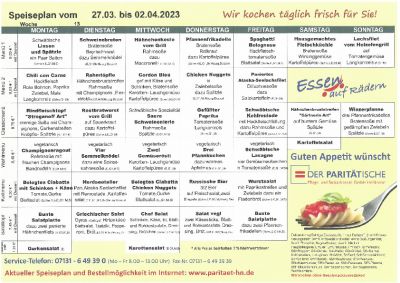 Speiseplan 27.03. – 02.04.2023