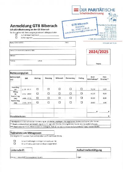 GTB Biberach Anmeldung