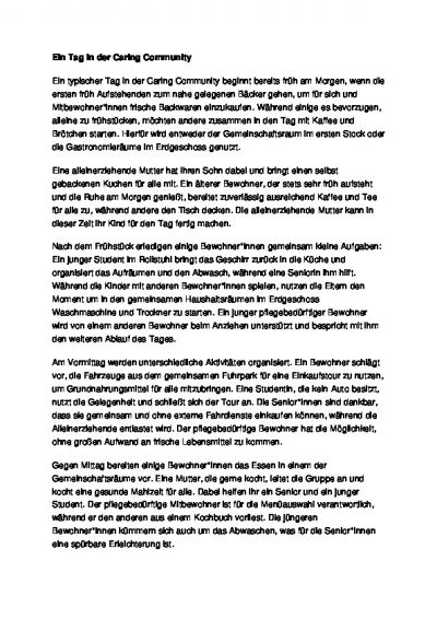 Ein typischer Tag in der Caring Community