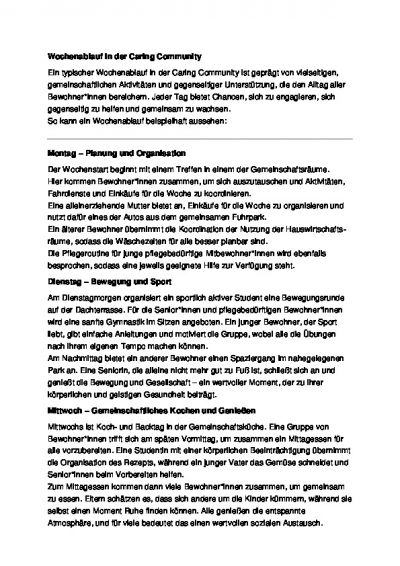 Ein typischer Wochenablauf in der Caring Community