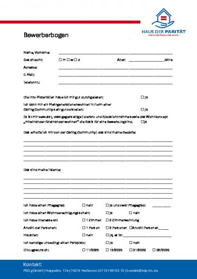 Bewerberbogen Caring Community