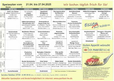 Speiseplan 21.04. – 27.04.2025