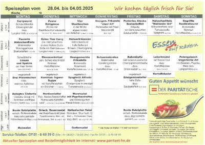 Speiseplan 28.04. – 04.05.2025