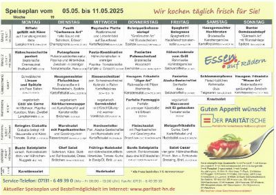 Speiseplan 05.05. – 11.05.2025
