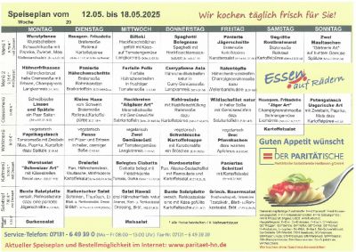 Speiseplan 12.05. – 18.05.2025