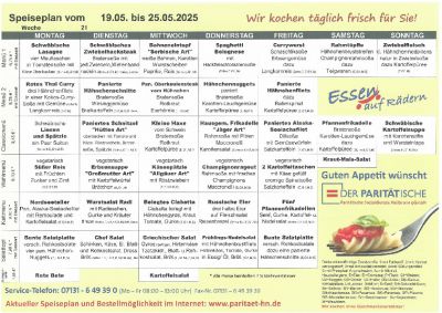 Speiseplan 19.05. – 25.05.2025