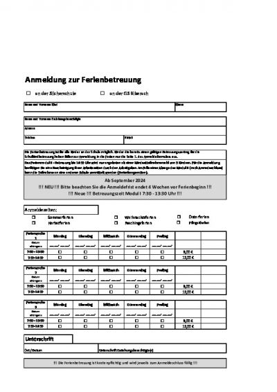 Ferienbetreuung Anmeldung 2024_2025 GS Biberach und Silcherschule