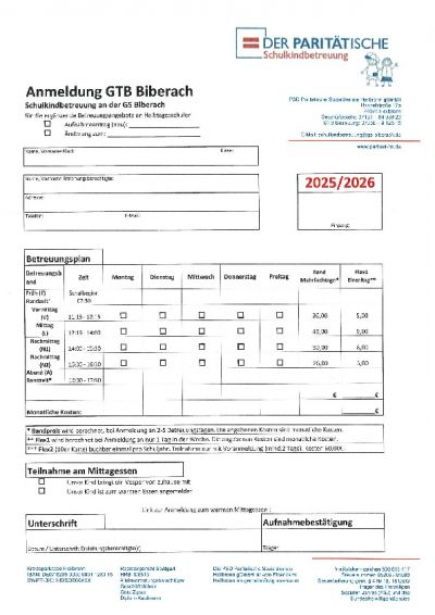 GTB Biberach Anmeldung