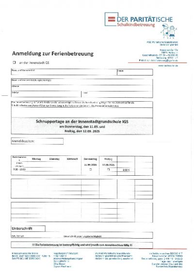 Innenstadt GS Ferien Schnuppertage