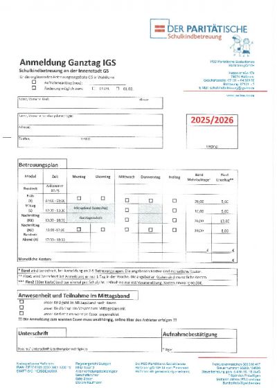 Innenstadt GS Anmeldung Ganztag