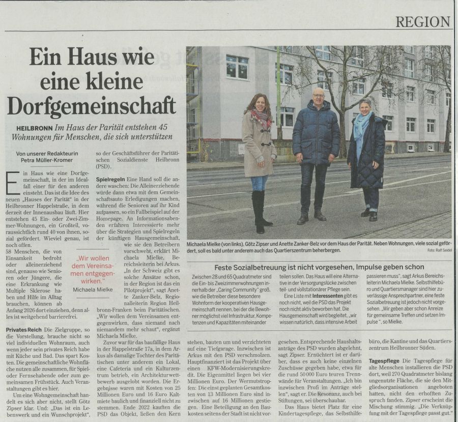 Artikel HSt vom 22.01.2025 – Haus der Parität Caring Community Artikel HSt vom 22.01.2025 – Haus der Parität Caring Community
