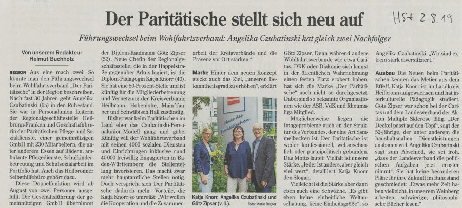 Bericht Heilbronner Stimme 02.08.2019 Bericht Heilbronner Stimme 02.08.2019