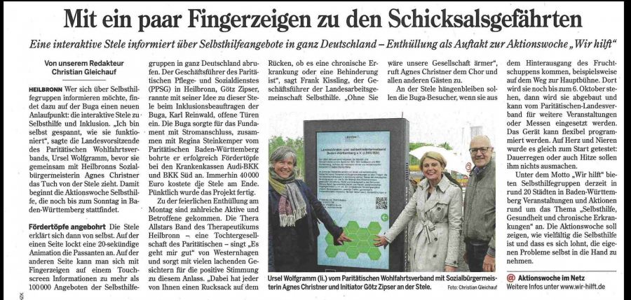 Zeitungsartikel der Heilbronner Stimme vom 21.05.2019 Zeitungsartikel der Heilbronner Stimme vom 21.05.2019