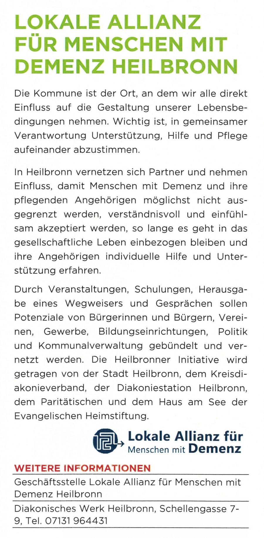 Flyer Allianz für Menschen mit Demenz