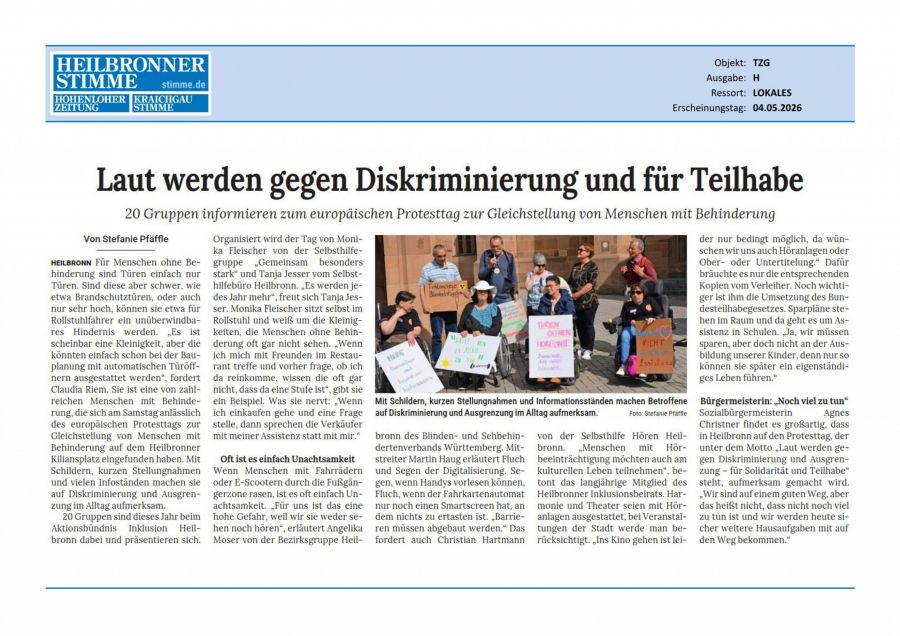 Bericht der Heilbronner Stimme vom 04.05.2026