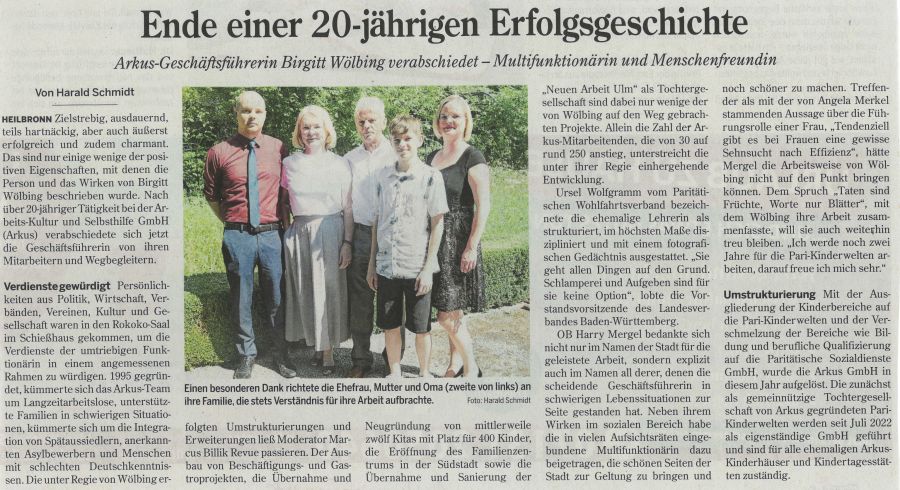 Bericht Heilbronner Stimme vom 25.07.2022 Bericht Heilbronner Stimme vom 25.07.2022