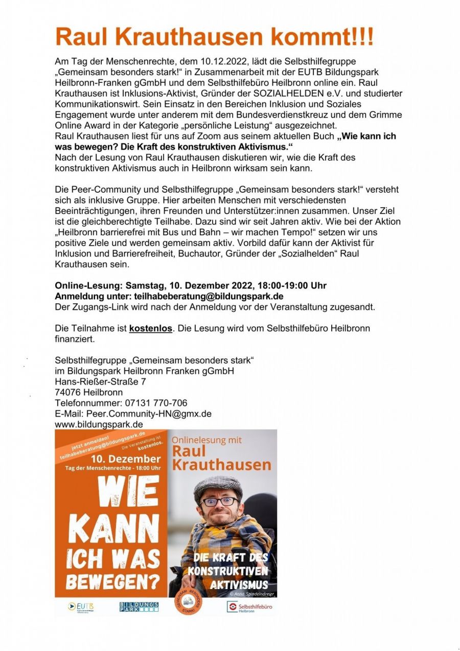 Lesung R. Krauthausen Lesung R. Krauthausen