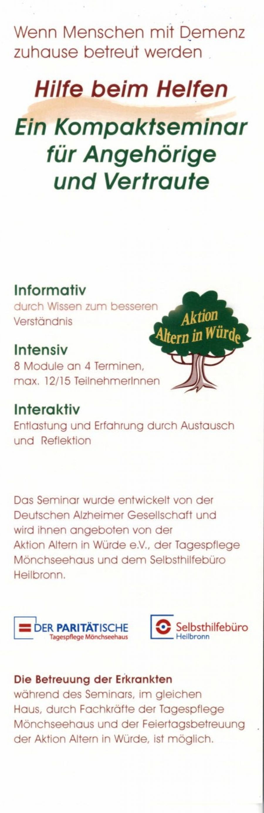 Flyer Kompaktseminar Vorderseite Flyer Kompaktseminar Vorderseite